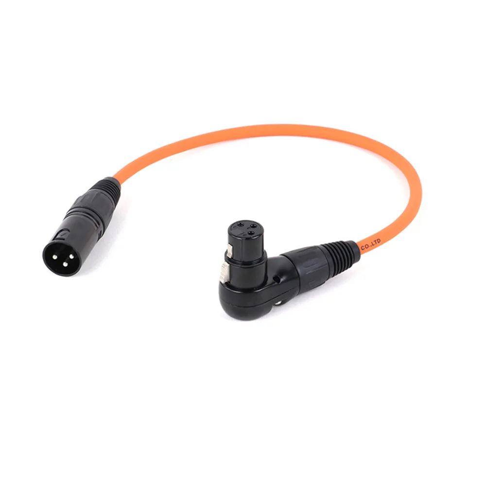 Ângulo direito XLR fêmea para reta macho MIC cabo de extensão para alto-falante alimentado, interface de áudio, Pro Audio Mixer, 3Pin