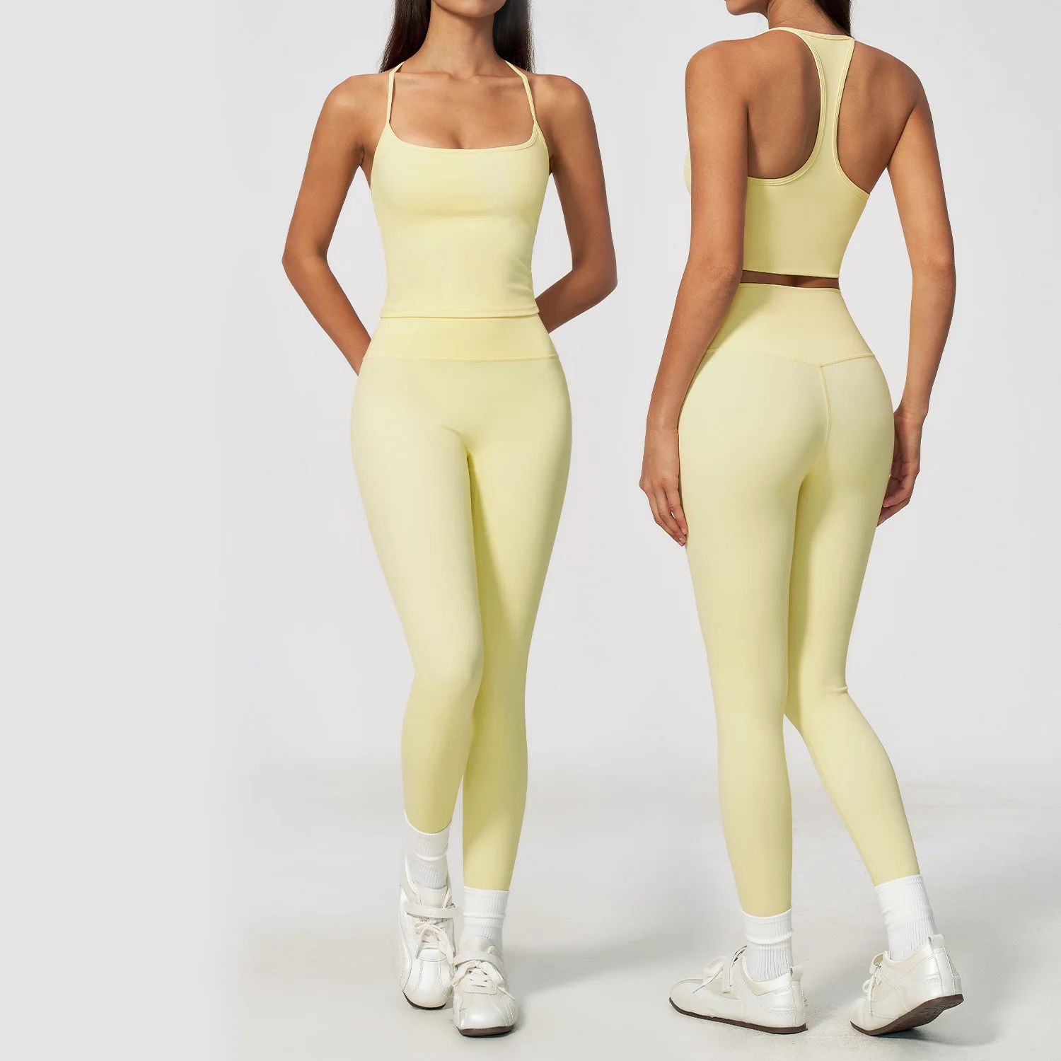 Women Yoga Top Set Fitness Gym Suit Training Sleeveless Sport Gym Tops Sling Strap Sports Underwear Tummy Control Slimming