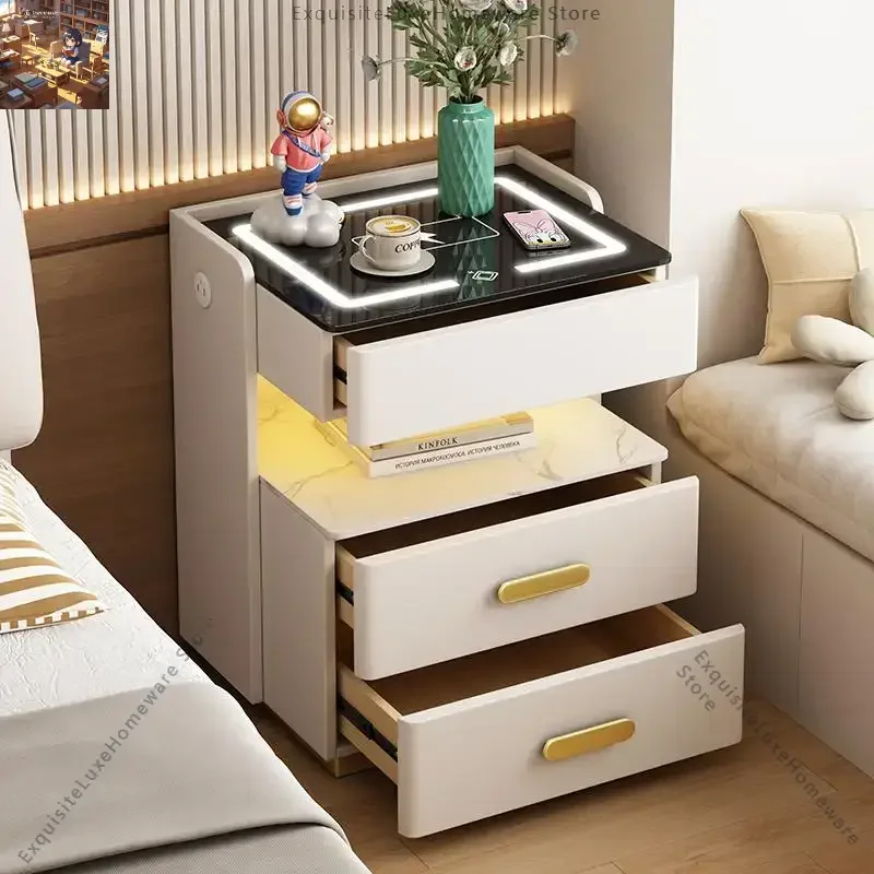 Smart solid wood safe, multi-function fingerprint password lock, wireless charging Bluetooth speaker, high-end bedroom beds
