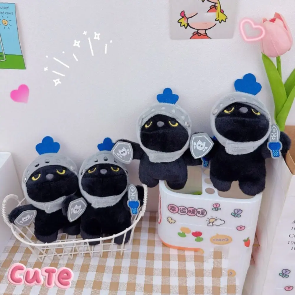 Stuffed Plush Dolls Knight Cat Plush Doll Pendant Bag Pendant Anime Cat Plush Toy Soft Charms Black Cat Key Chain Birthday Gift