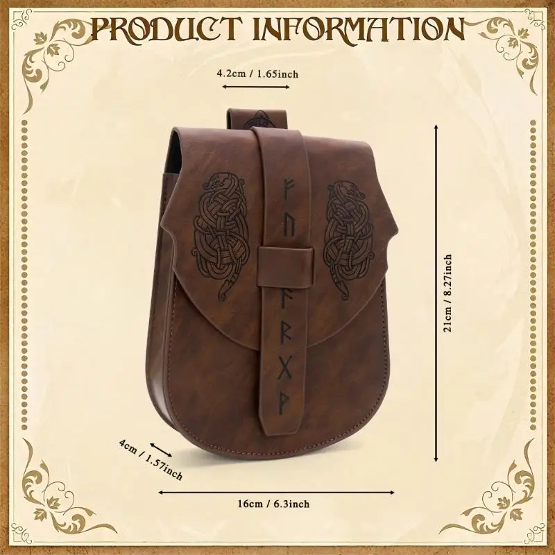 محفظة R1WE للعملات المعدنية من البولي يوريثان على طراز القرون الوسطى مع مقصورات متعددة للعب الأدوار #6