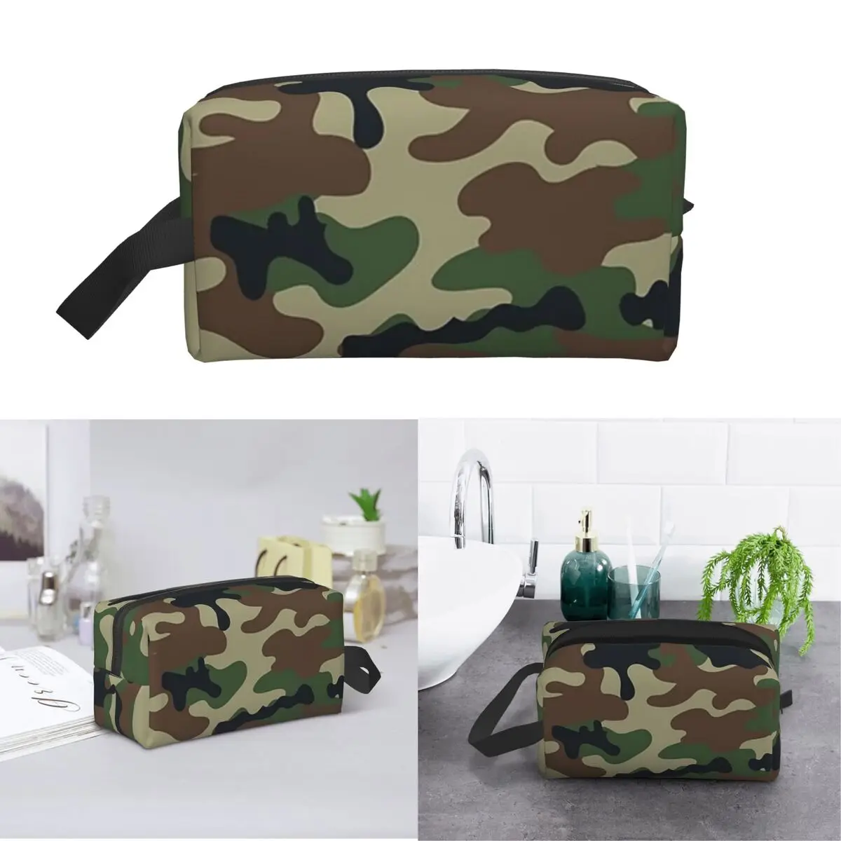 Green Army Camouflage Makeup Bag Cosmetic Organizer Storage Dopp Kit Toiletry Cosmetic Bag for Women Beauty Travel