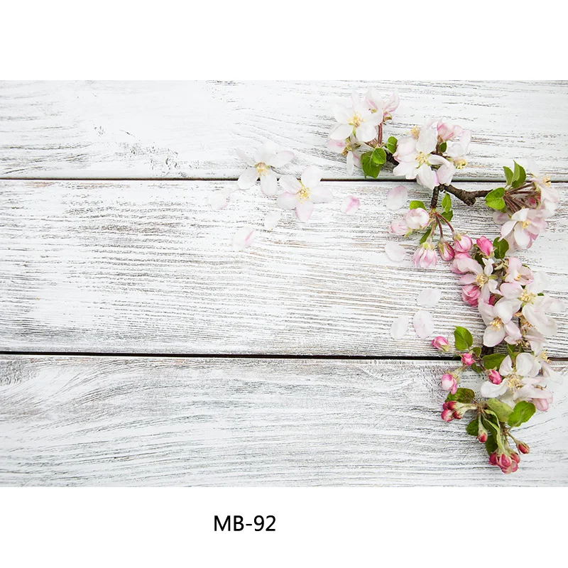 SHENGYONGBAO Spring Flower Wood Board Photography Backdrops Photo Studio Props Wooden Floor Backgrounds MB-03