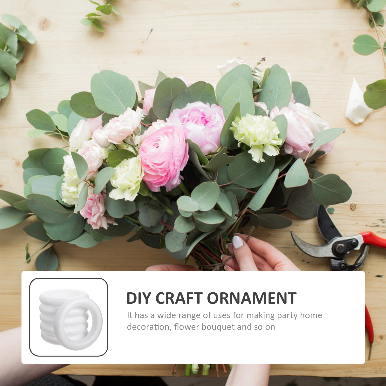 

6 Pcs Garland White DIY Craft nament Circles Wreath 20cm Handmade Garland Ring nament Home Wedding Decorations Art