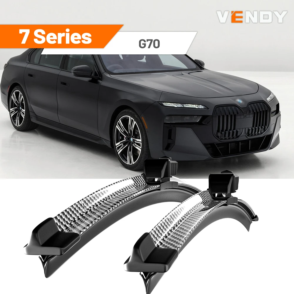 

For BMW 7 Series G70 2022-2023 2pcs Front Windshield Wiper Blades Windscreen Wipers Carbon Fibre & Black