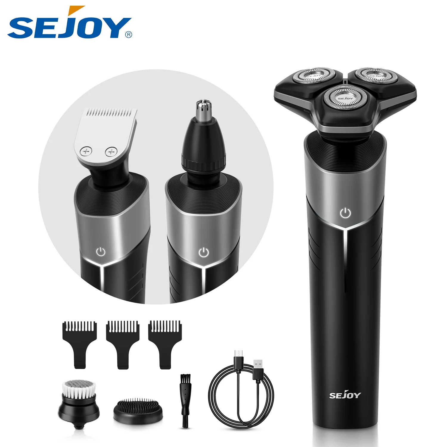 

Sejoy Electric Shaver for Men Rechargeable 5 in 1 Washable Electric Razor Hair Clippers Beard Trimmer Grooming Cutting Machine