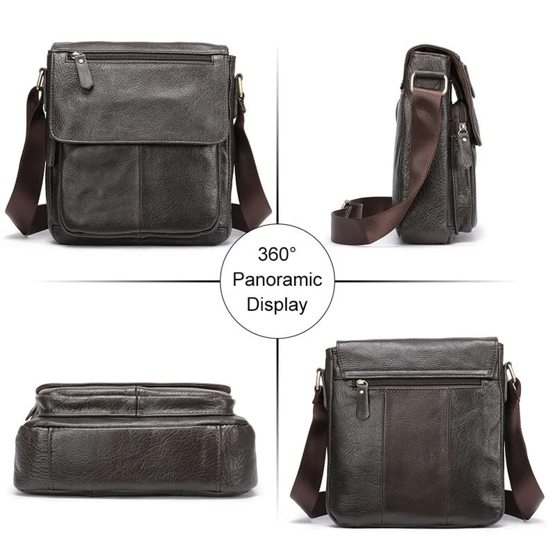 Bolsa de Ombro de Couro Genuíno para Homens, Couro Crossbody Malas Mensageiro Masculino, Alta qualidade