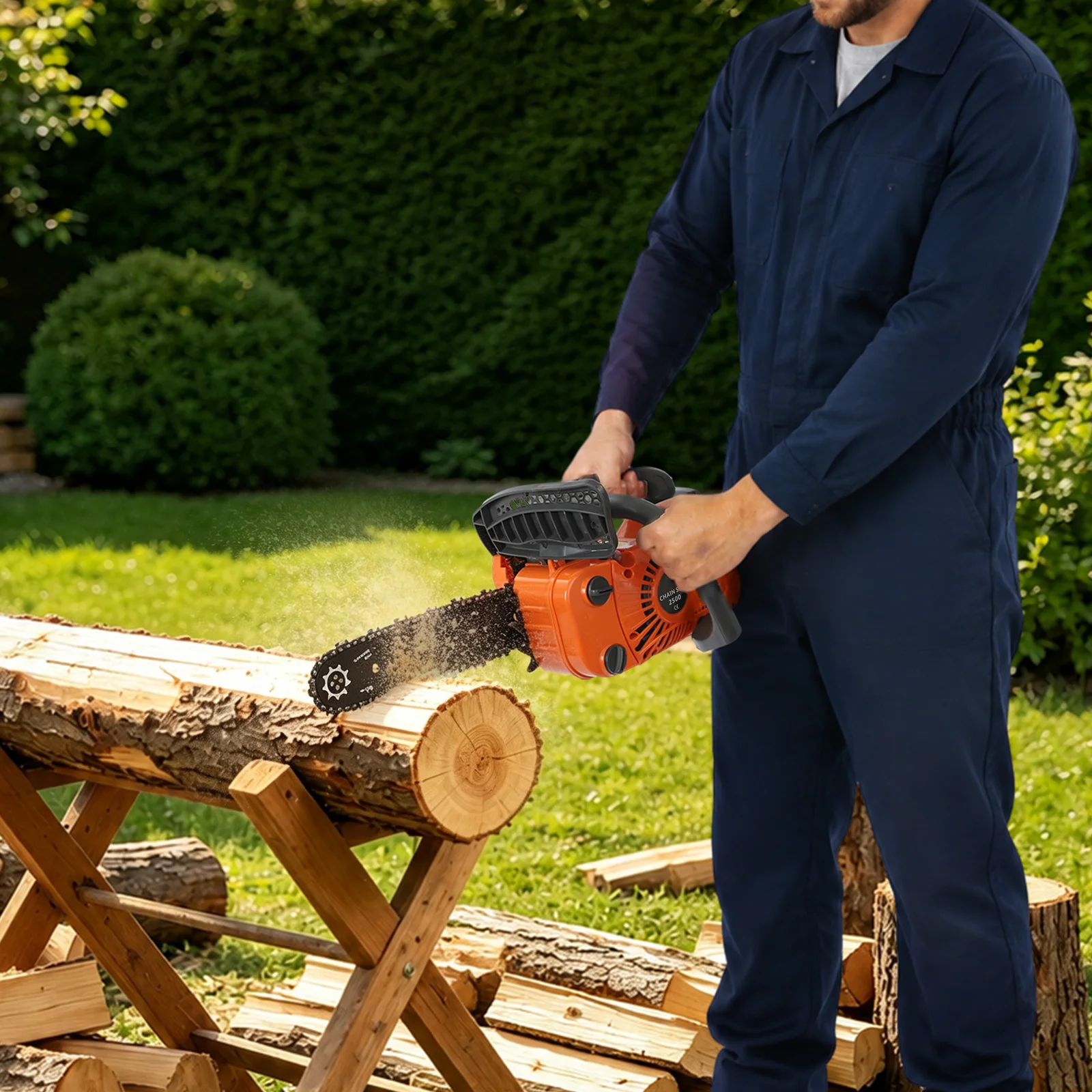 Top Handle Chainsaw, 25.4Cc 2‑Cycle Engine 11.8 Inch Guide Plate 1.22HP Manual Pull‑Start Logging Saw For Garden Pruning Wood Cutting Forestry Work