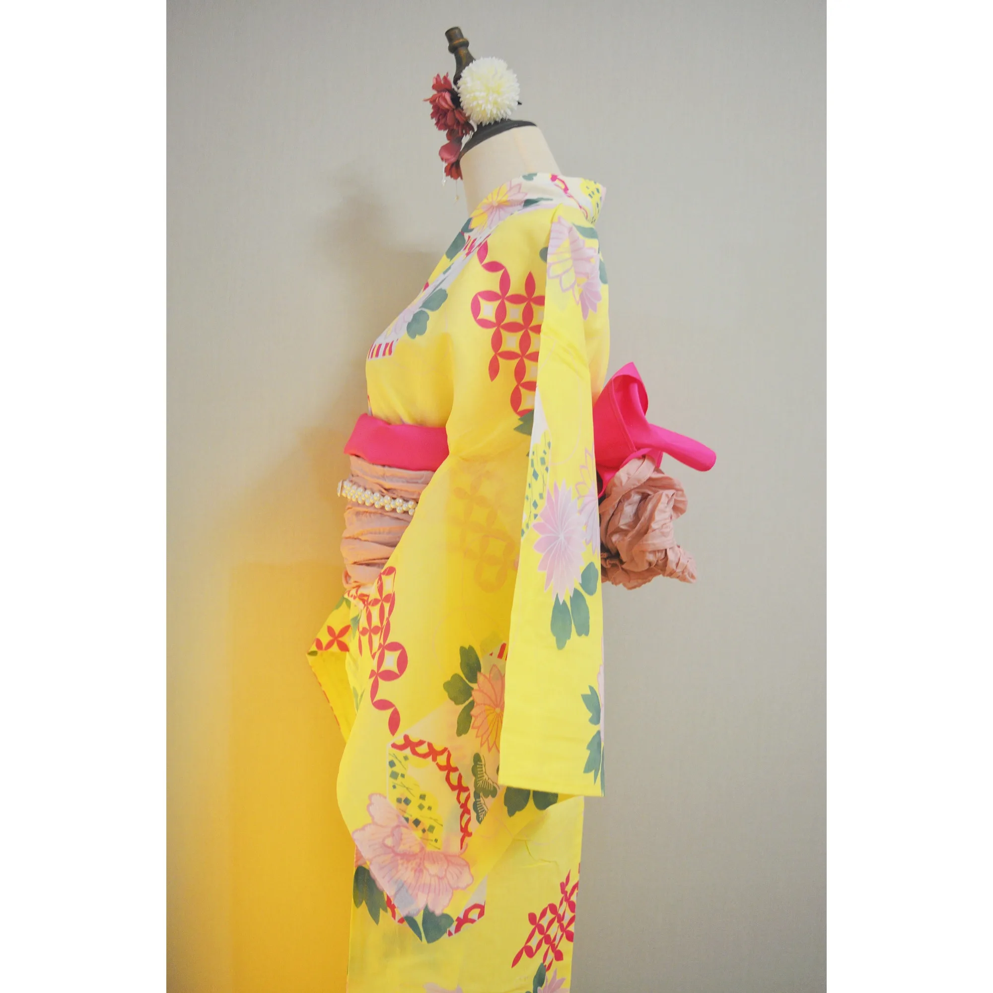 Traditional Yukata Kimono Cotton Linen Material Girl's Dress Daily Stage Performance Wedding Celebration Suitable for All Sea...