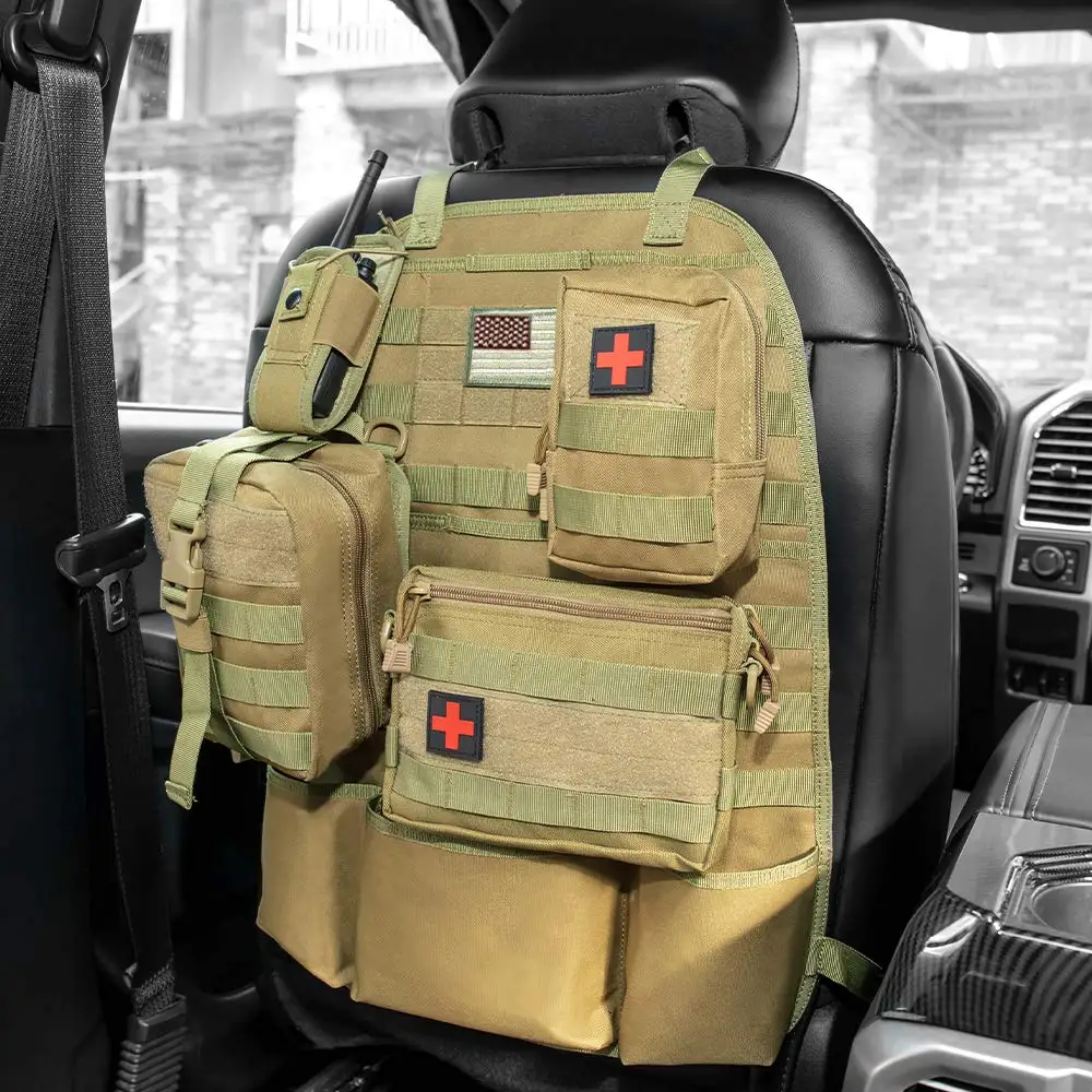 Tactical Seat Back Organizer,Universal Molle Nylon Car Seat Organizer Panel Cover Protector Compatible with Wrangler, SUV, Truck