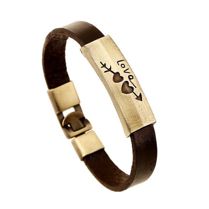 One Arrow Heart Piercing Love Bracelet Charming Men's Leather Bracelet Christmas Valentine's Day Gift Protector Jewelry Accessor
