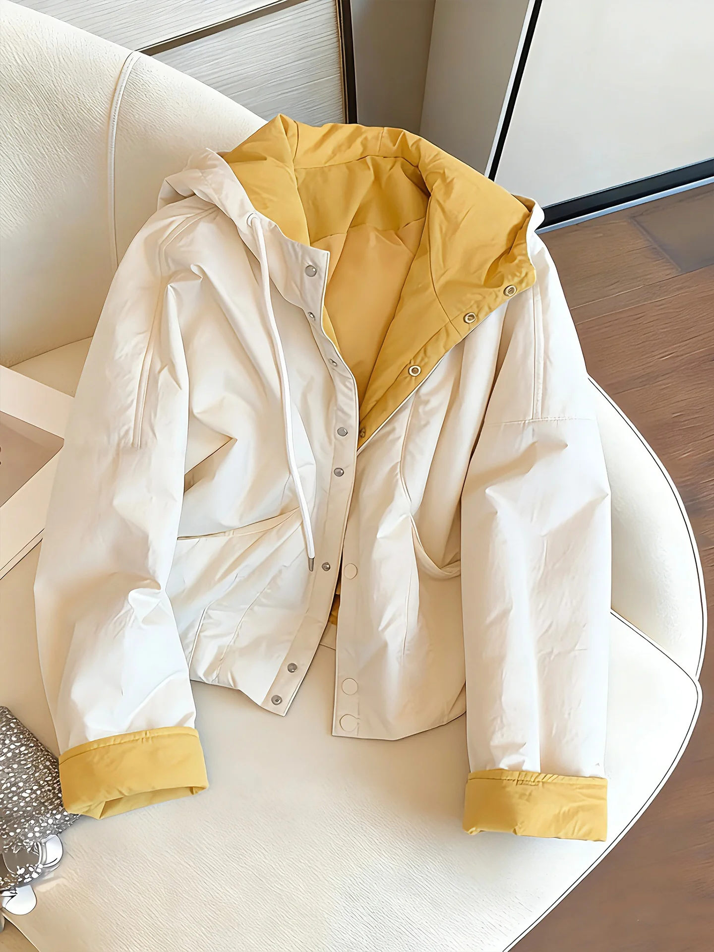 

Chic Retro Korean Sle Hooded Cotton Jaet Men Women Autumn Winter Faion Loose Slimming Sandwich Cotton Top Coat