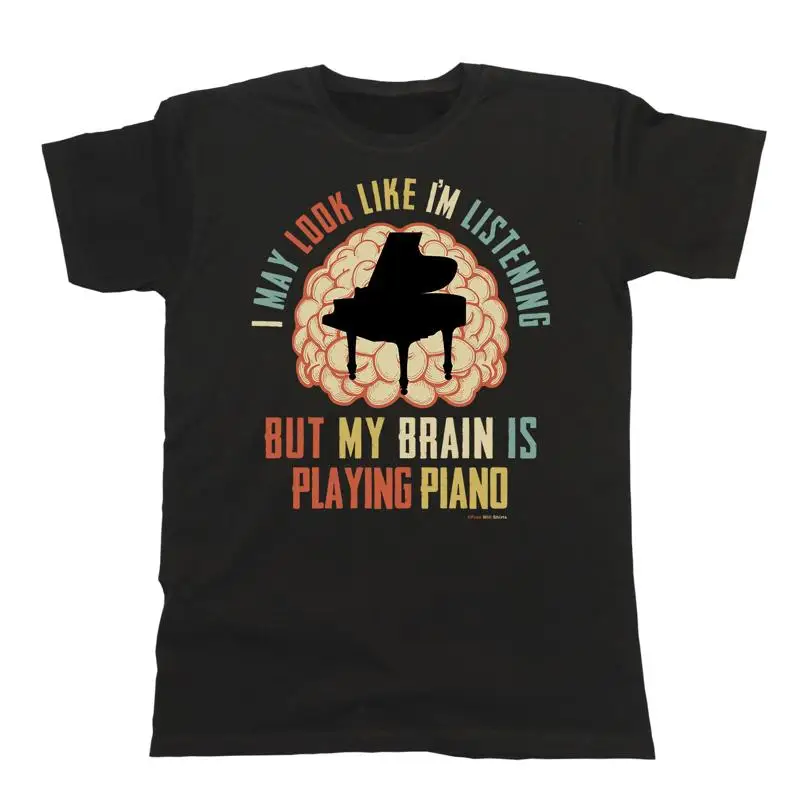 

My Brain Is Playing Piano Kids Quality Cotton T Shirt Boys Girls Music Eco