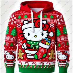 Hello Kitty Tree Friend Pullover Hoodie Women Santa Claus Tree Girls Tee Top Clothes Sweatshirts Hoodie Halloween Gift Christmas