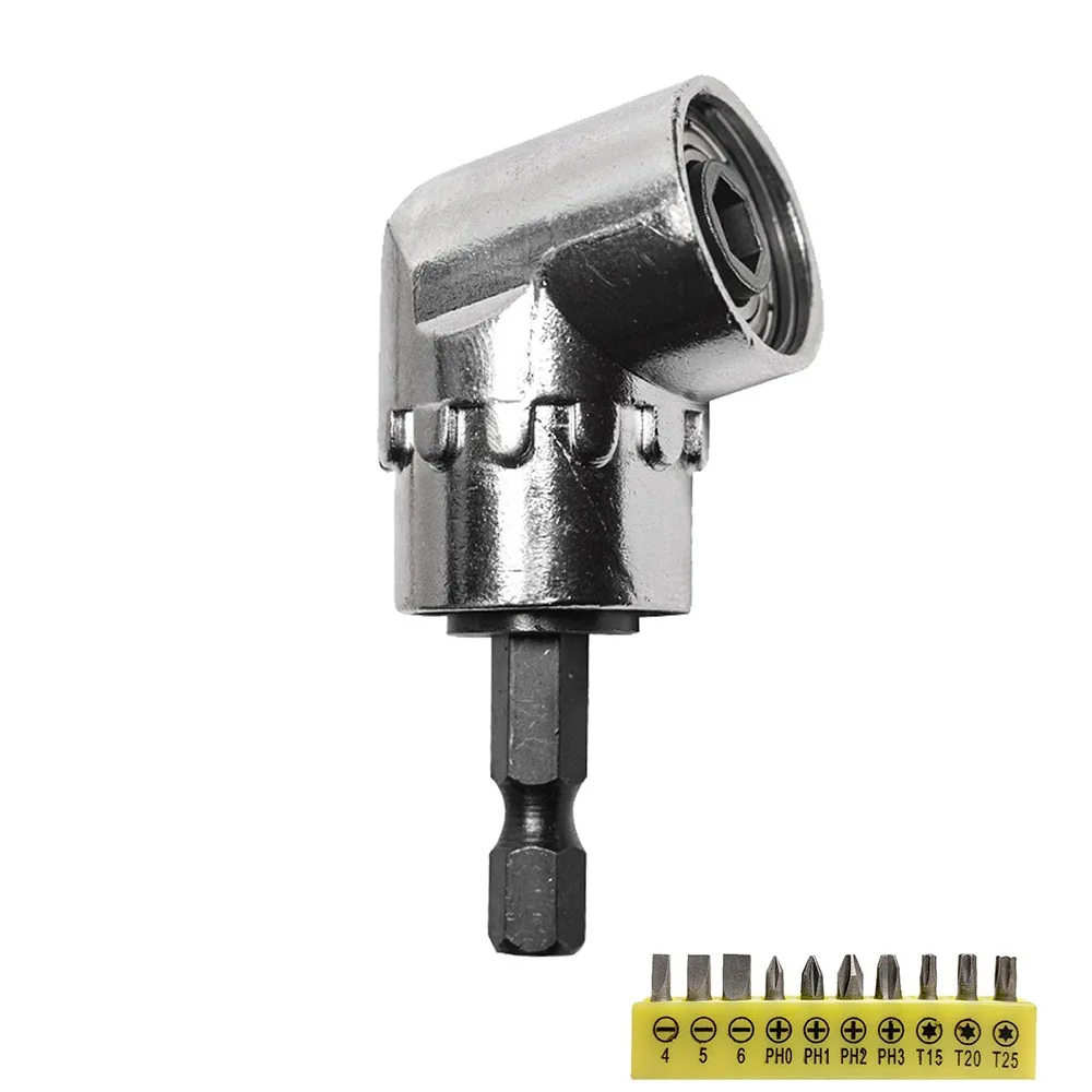 

Легированная сталь 105 ° Переходник для прямоугольной дрели, самоблокирующийся держатель для бытовой рабочей дрели с 12 отвертками