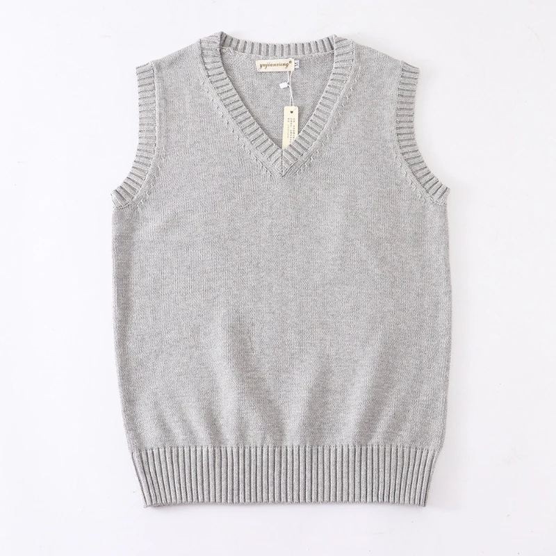 새로운 여성용 피부 친화적인 편안한 단색 조끼 가을/겨울 영국 여학생 스타일 JK 유니폼 브이넥 민소매 니트 탑