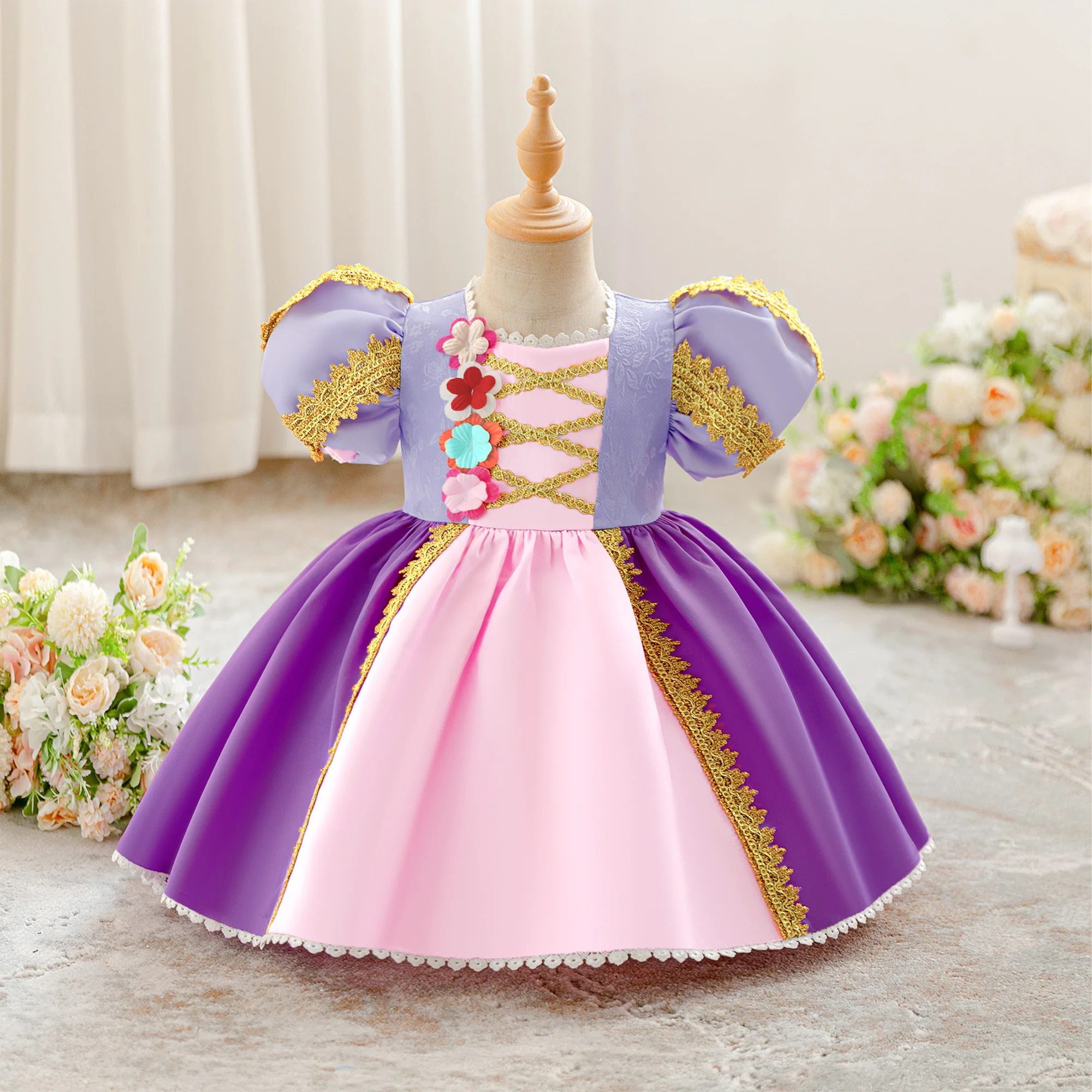 Kleinkind Prinzessinnenkleid für Partys, Karneval, Blumenmädchen, 1. Geburtstag, Hochzeit, Brautjungfernkleid mit Schleife