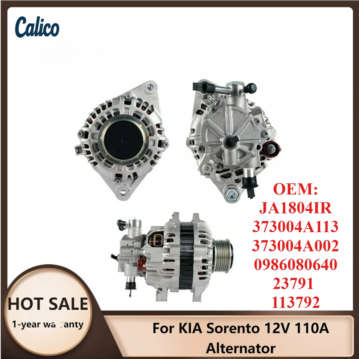 

Прямые поставки с завода: Генератор 12V 110A JA1804IR для KIA Sorento (номера: 373004A113, 373004A002, 0986080640, 23791, 113792)