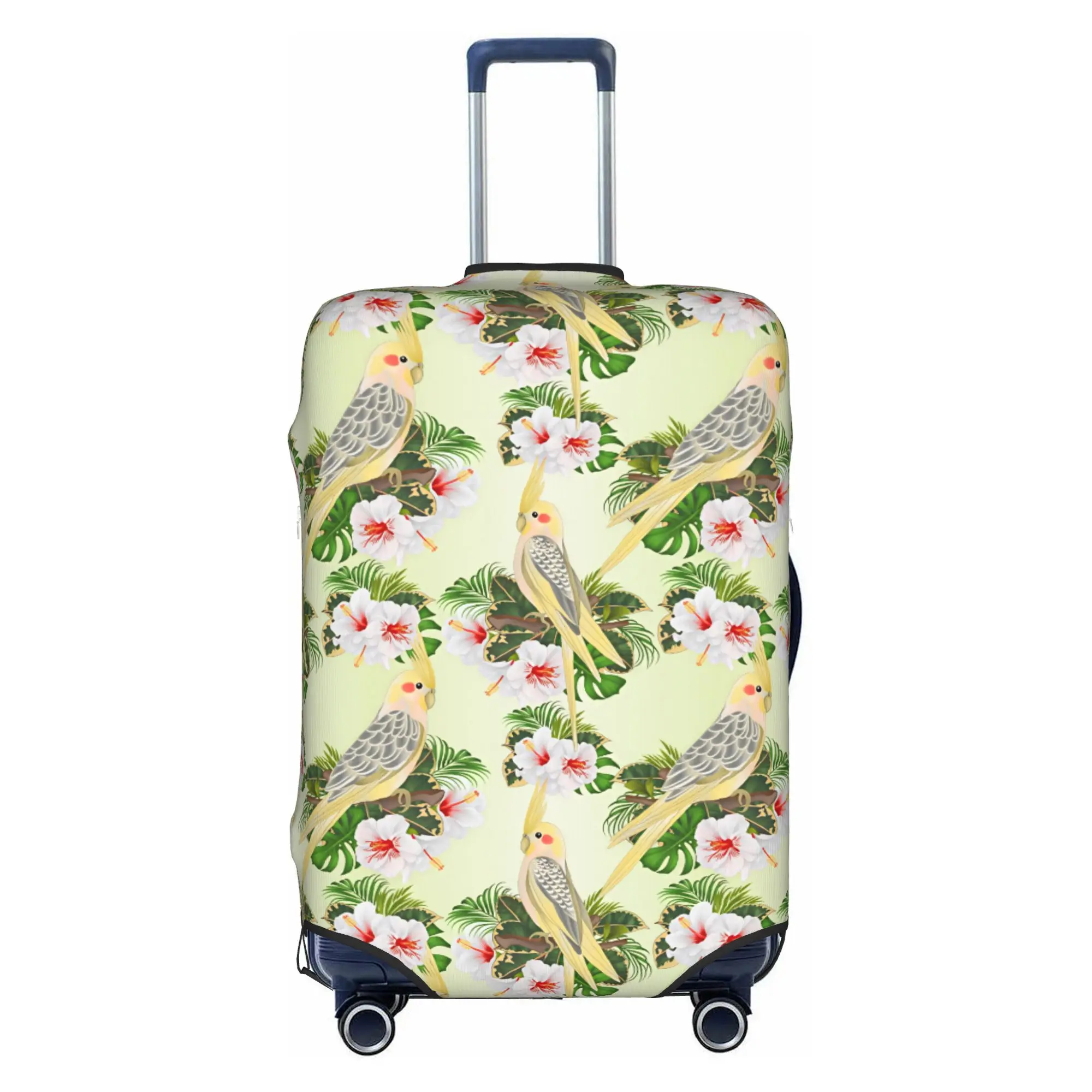 Parrot Tropical Animal Botanical Flowers Suitcase Cover Elastic  Travel Luggage Covers for 18-32 inch