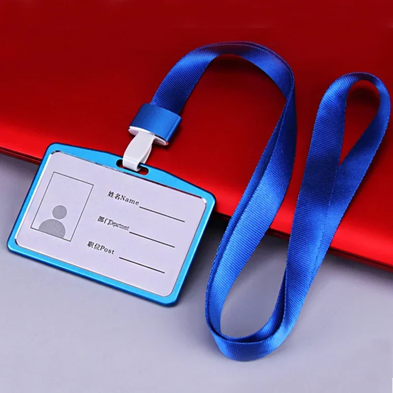 Aluminum Alloy Card Cover with Rope for Men Women Business Work Name ID Badge Lanyard Metal Case Credit Holder Bags Protector