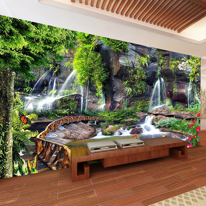 

Custom 3D Wall Mural Wallpaper Home Decor Waterfall Nature Landscape 3D Photo Wall Paper For Living Room Bedroom Papel De Parede