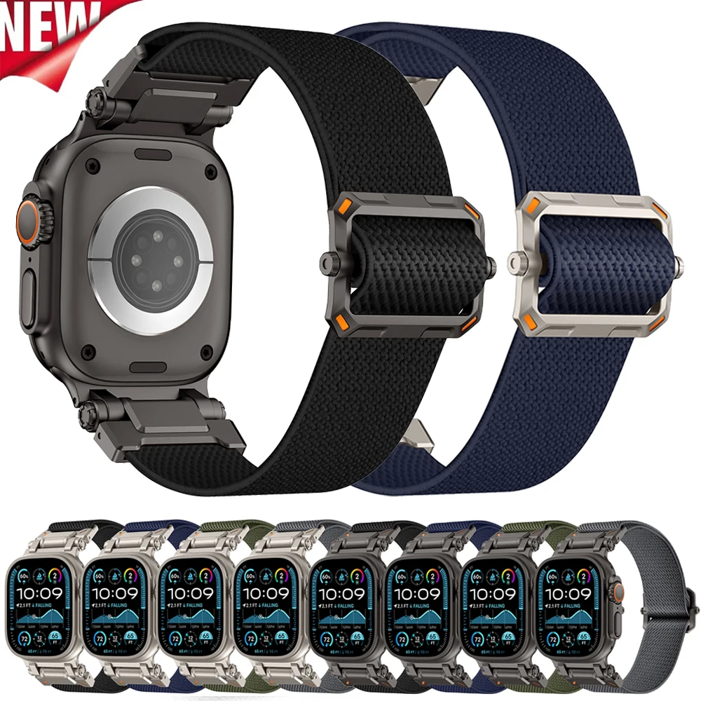 

Trail Nylon Bracelet for Apple Watch Ultra 2 49mm 10 9 8 7 45mm 46mm Metal Connector Band IWatch Series 6 5 se 44mm Correa Strap