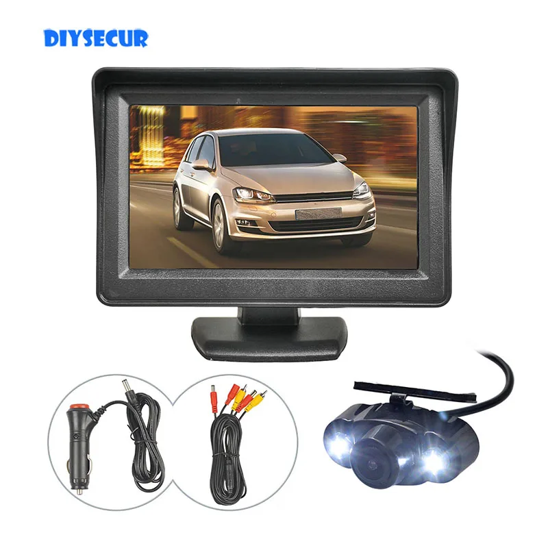 

DIYSECUR 4.3inch TFT LCD Display Rear View Car Monitor Car Camera IP68 Waterproof LED Night Vision Reverse Backup Parking System