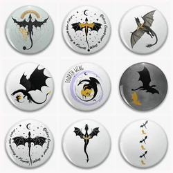 Vintage Basgiath War College Button Pin Fourth Wing Black Dragon Brooch Creative Badge Bag Accessories Men Child Fans Gift 58mm