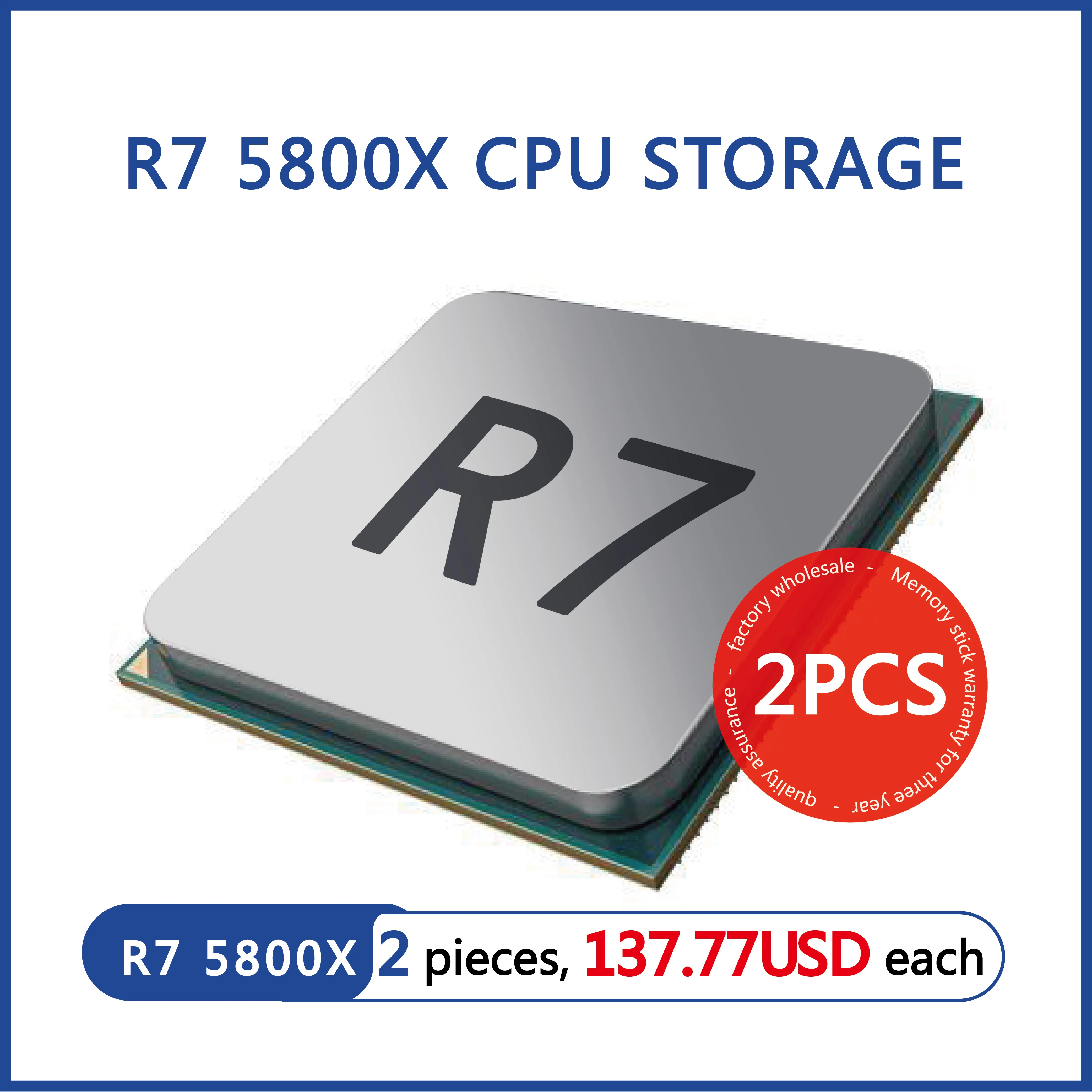 AMD CPU 2PCS R7 5800X 3.8GHZ   8core 16 threads AMD CPU R7 5800X CPU AMD R7 5800X Wholesale