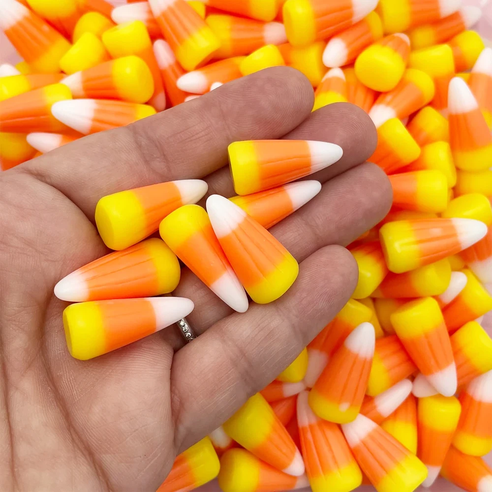 10/20pcs Bulk Halloween Resin 3D Fake Candy Corn Cabochons Miniatures, Micro Landscape Home DIY Craft Decoration Supplies