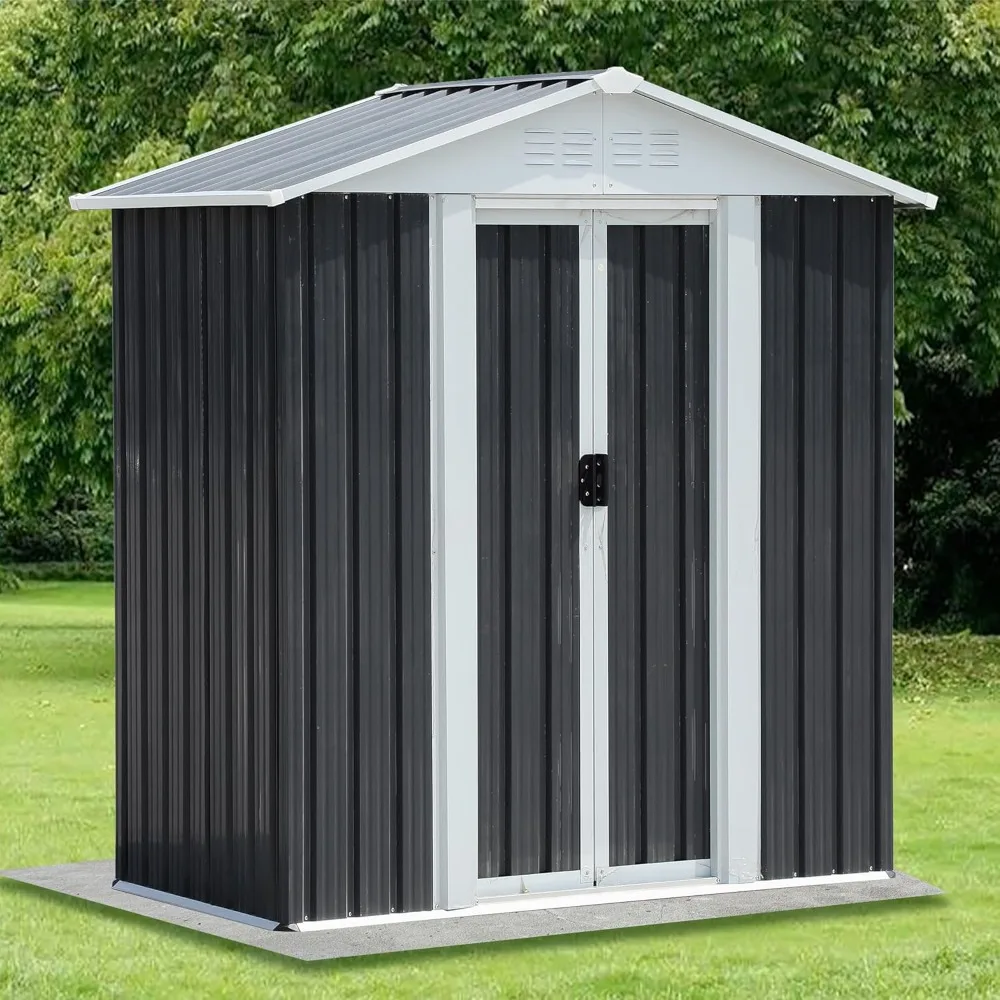 

5X3 Ft Outdoor Storage Shed with Apex Roof and Air Vents,Sliding Door with Rib Garden Tools Shed for Patio,Backyard