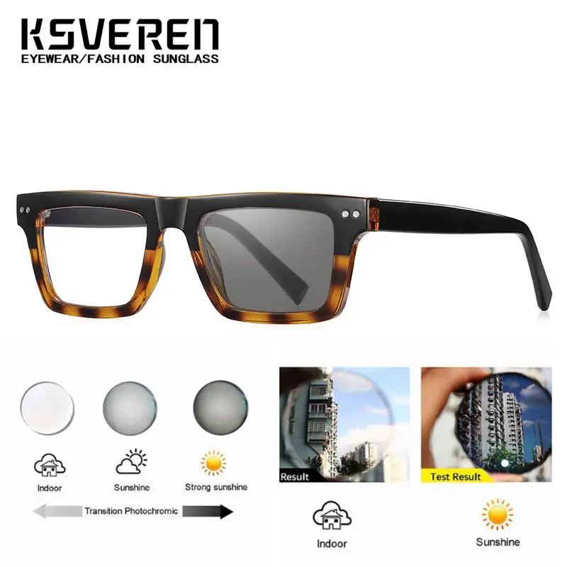 TR90 Ultra Light Square Photochromic Reading Glasses High Definition Optical Eyewear Women Men Fashion Prescription Glasses