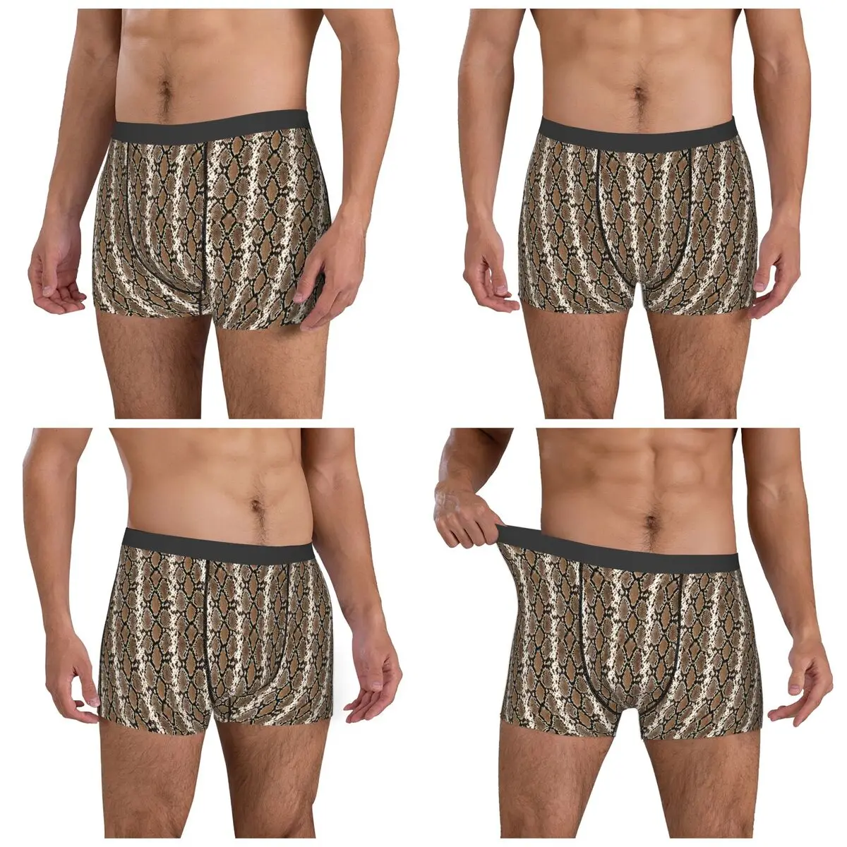 Boxer Underpants Shorts Python Skin, Snake Pattern Panties Male Soft Underwear for Homme Man Boyfriend Gifts