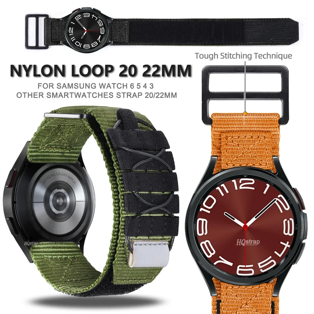 Nylon Loop Strap 22mm 20mm for Samsung Galaxy Watch 6 Classic Watch 5 4 3 Bracelet for Huawei Watch Bands Amazfit Quick Release