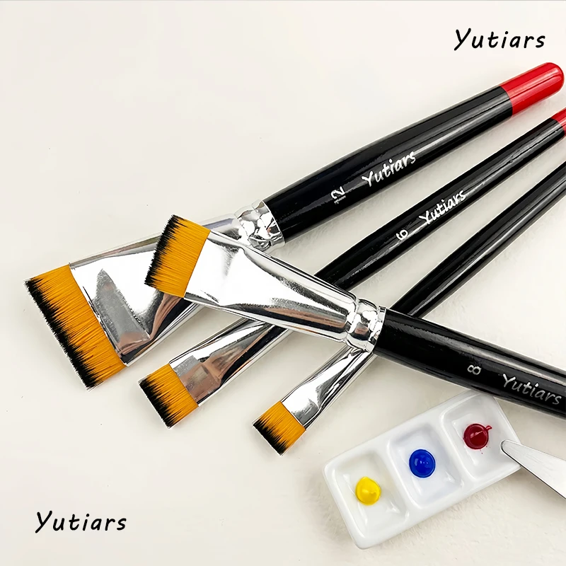 

Yutiars 4Pcs Set Lacquerware Brush Short Haired Nylon Lacquer Art Brush Large Size Oil Painting Material Small Flat Art Pens