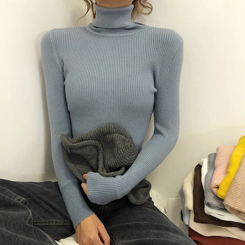 

Winter Female High Collar Knitted Tops Girls Comfortable Underwear Pullover Sweaters Lady Outside Daily Warm Sweaters Clothes