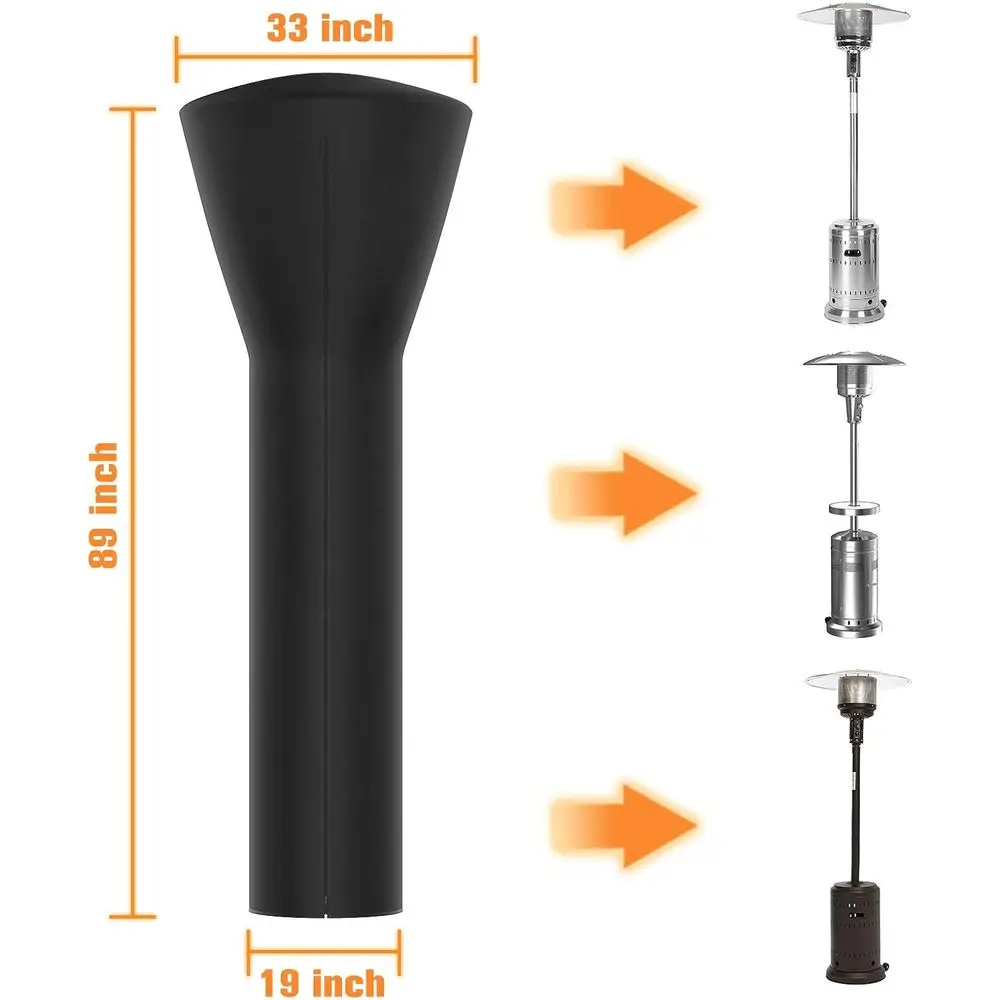 Upgraded 420D Fabric Patio Heater Cover, Waterproof & UV-Resistant, 36 Months Use (89 H x 33 D x 19 B)