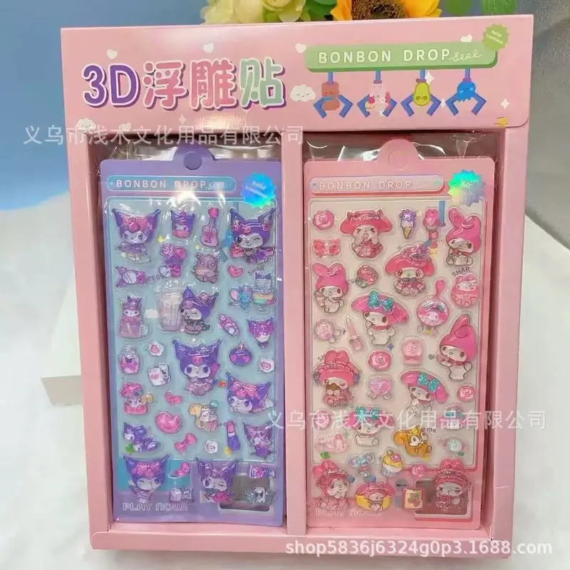 

24pcs Japanese Cartoon 3d Relief Stickers Children Diy Creative Decorative Crystal Stickers Mobile Phone Shell Decorative