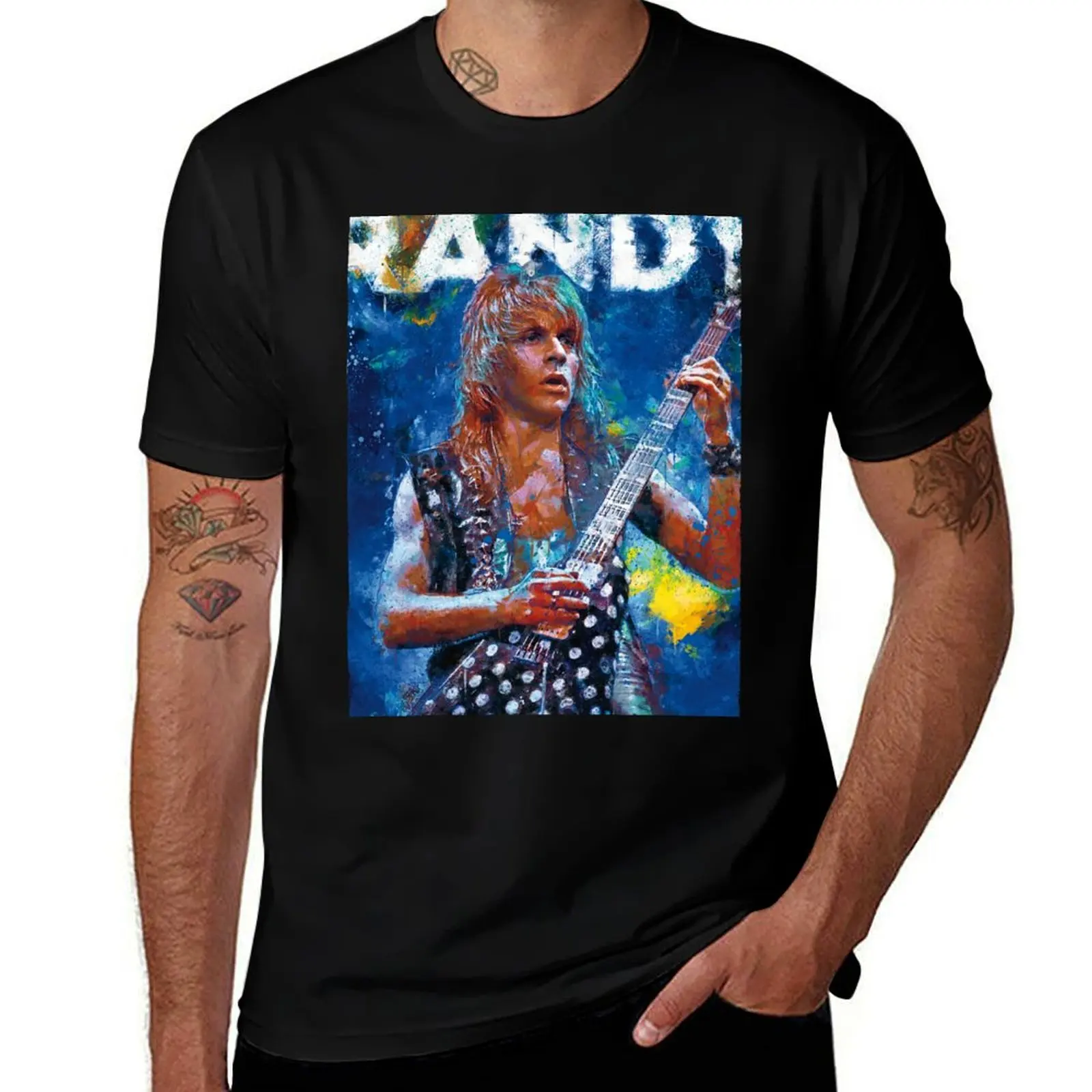Футболка с принтом Randy Rhoads, повседневный топ с короткими рукавами большого размера