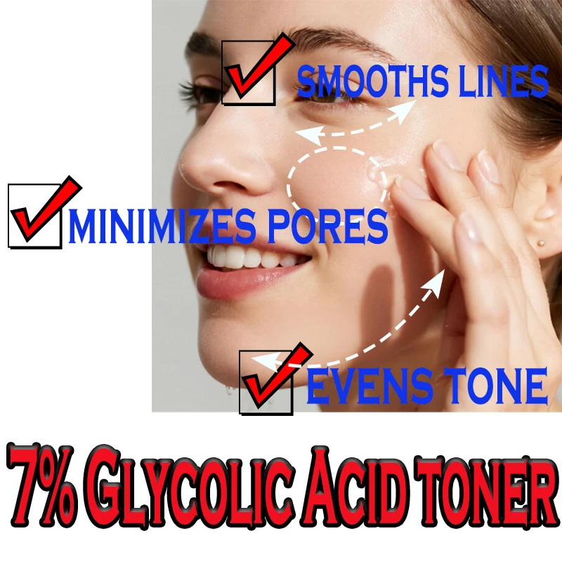 

Тонизирующий раствор с гликолевой кислотой, обычное средство для удаления прыщей, лифтинг, укрепляющий морщины, светящийся уход за лицом, подарок, тоник с гликолевой кислотой