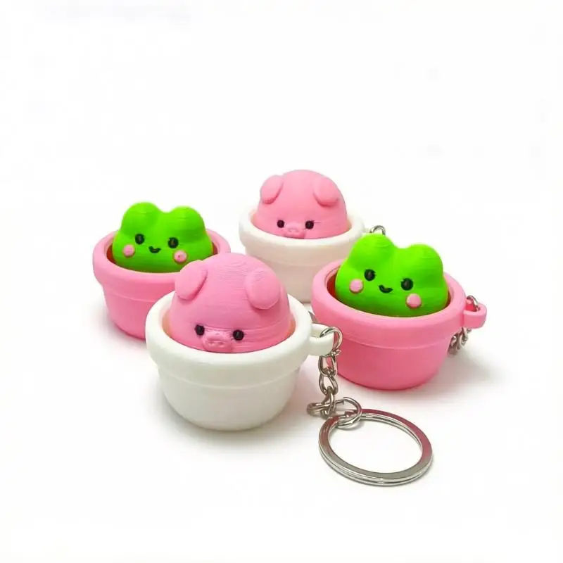 Finger-Button-Clicker Lustiger Keycap-Clicker Fidget-Schlüsselanhänger Weich Langsam Rückfedernd Antistress Druckentlastung Lustige Cartoon-Tiere – Detail 6