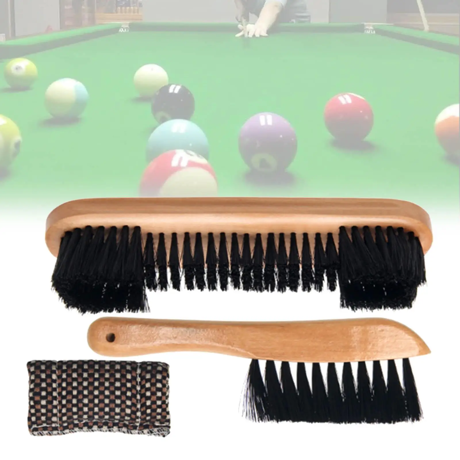 Wooden Pool Table Brush Set Billiard Rail Cleaning Kit Cue Tip Replacement Snooker Accessories for Bar Club Home Use