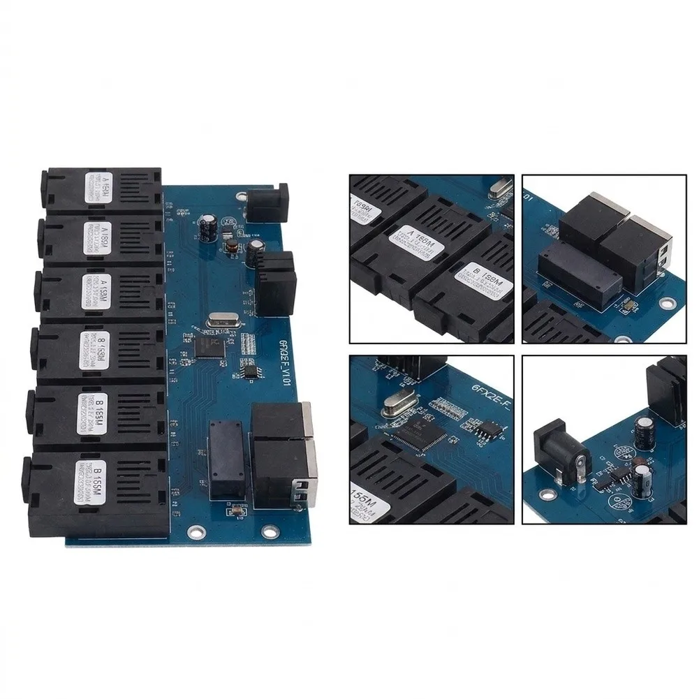 100Mbps Optoelectronic Converter with 6 Fiber Interfaces and 2 PoE Ethernet Ports for 10/100Mbps Network Extension