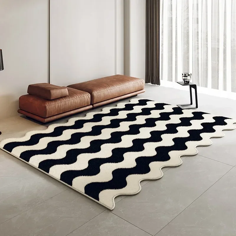 NONE Irregular Minimalist Area Rug Black 4