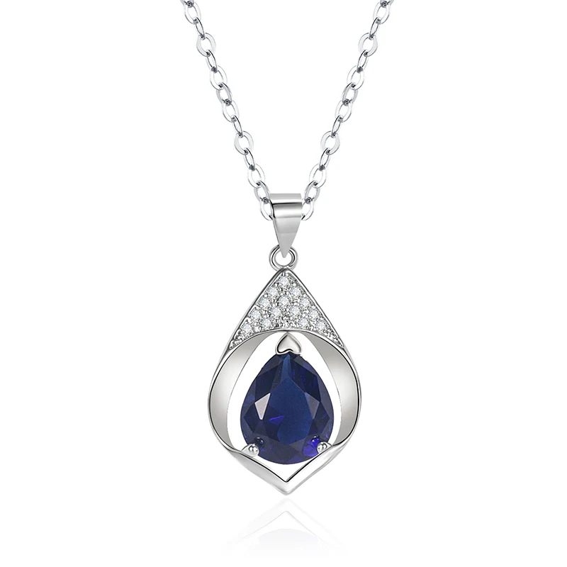 HuiSept Necklace 925 Silver Jewelry Water Drop Shape Zircon Gemstone Pendant for Women Wedding Party Gift Accessories Wholesale