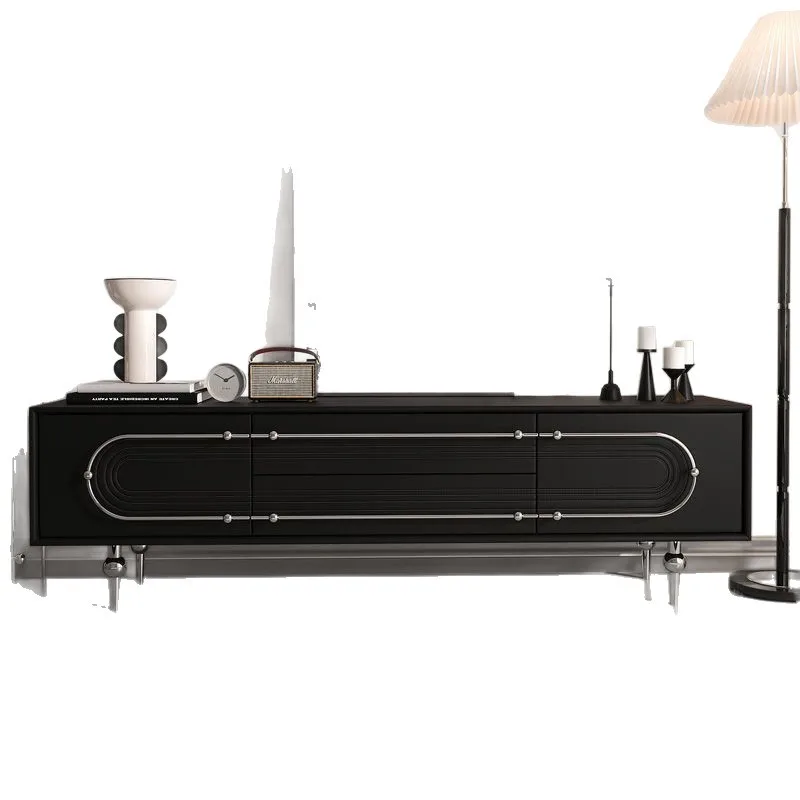 

ins Chinese antique French modern simple black coffee table TV cabinet combination living room retro solid wood floor