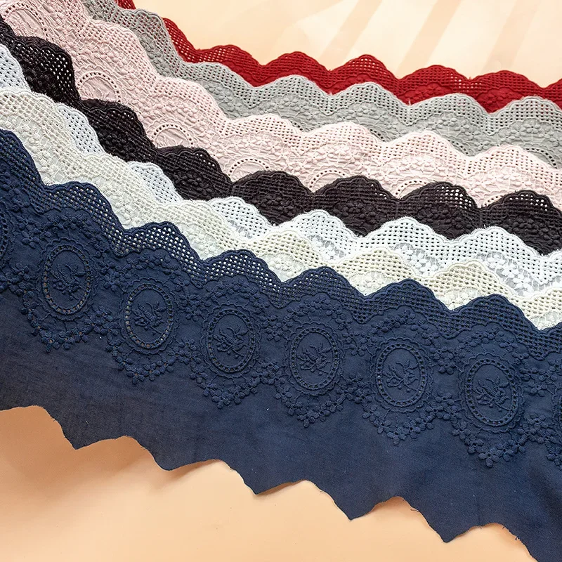 

1 Yard Cotton Hollow Embroidered Lace Vintage Cloth Trim Wedding Dress DIY Sewing Lace Fabric Accessories