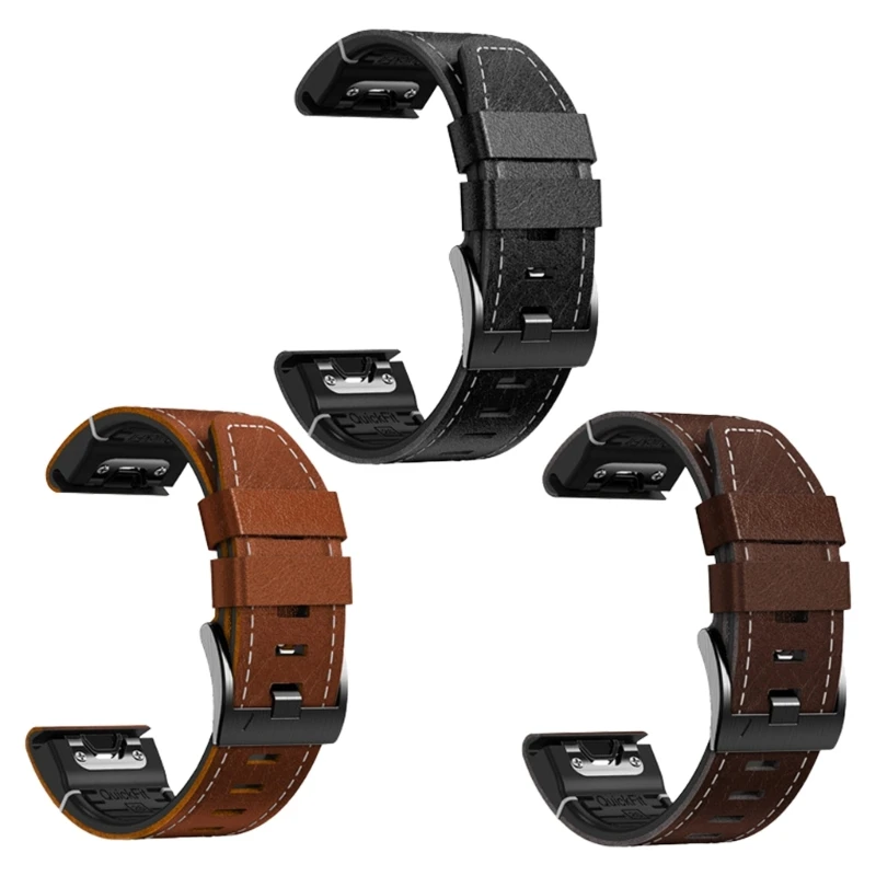 Upgrades 26mm Leather Strap Quick Install Watch Band Portable for Smartwatches 87HC