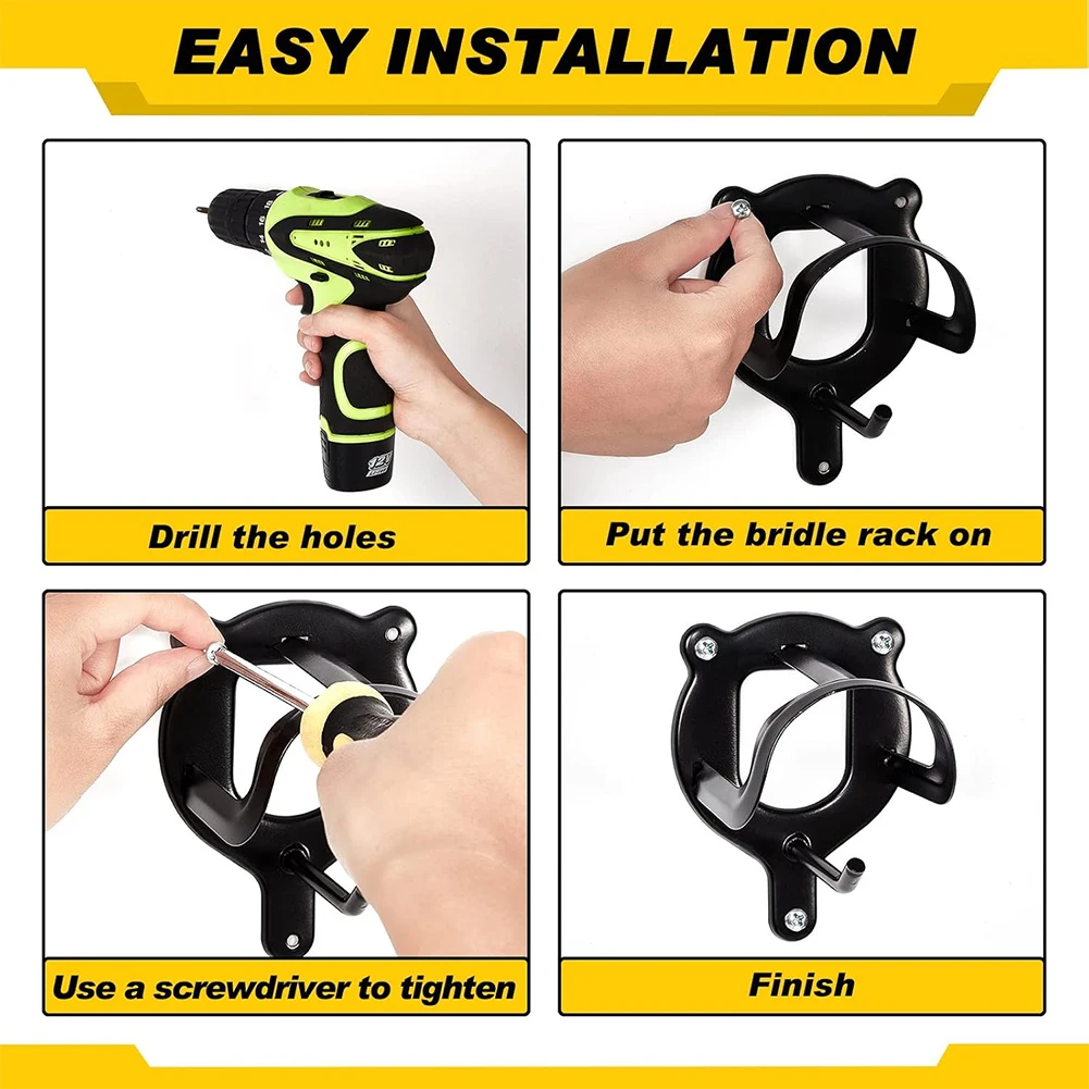 Paard Hoofdstel Metalen Hoofdstelbeugel met Buizen en Schroef Haken Wandmontage Hoofdstelhouder voor Paard Schuurbenodigdheden