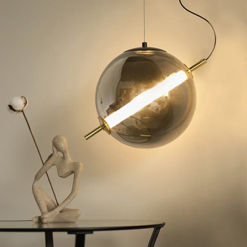 

Nordic designer art restaurant chandelier Modern LED living room bedroom glass ball pendant lights bar cafe decor light fixture